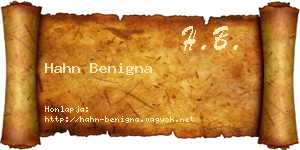 Hahn Benigna névjegykártya